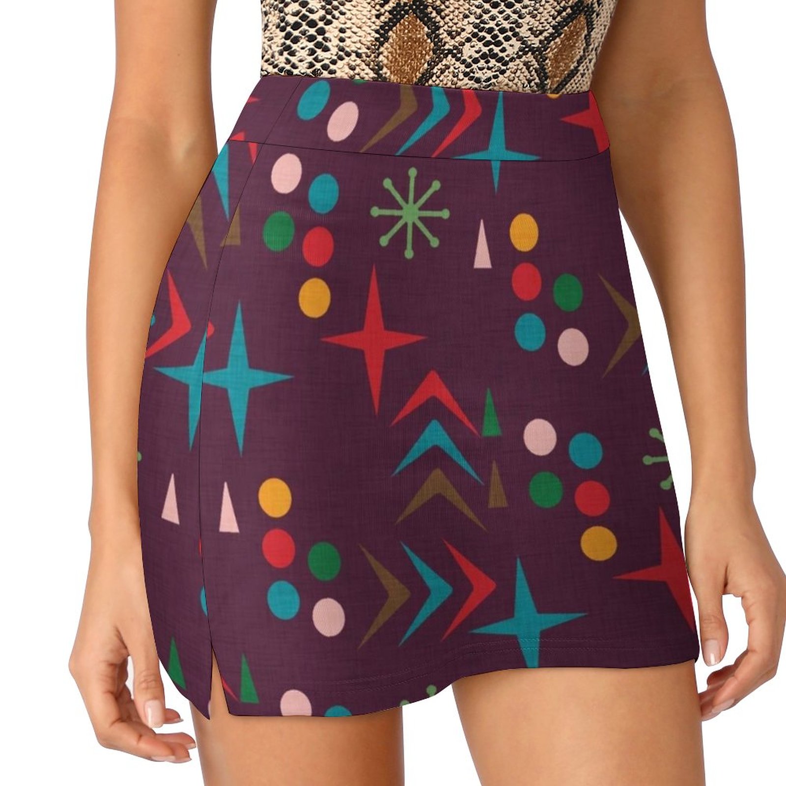Women'S Fashion In The 60S - Atomic Pattern Purple Mid Century Modern
