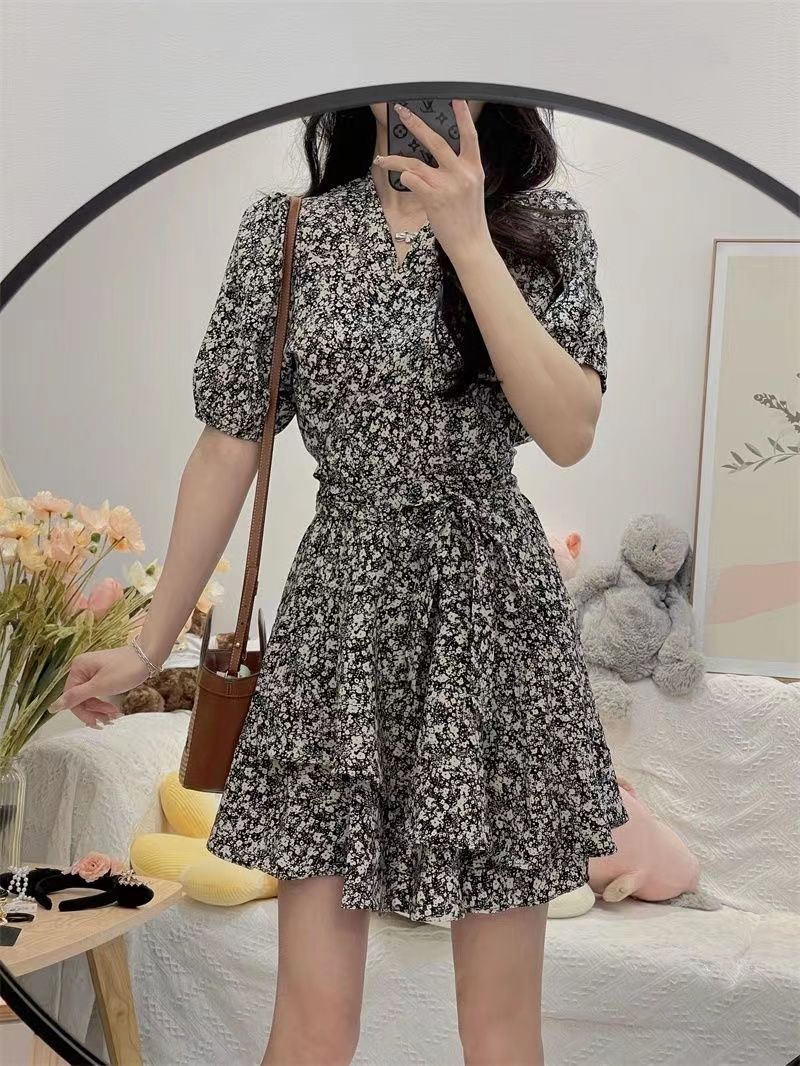 Wrap Blouse Chiffon - Little daisy Bodycon Women's Dresses Puff