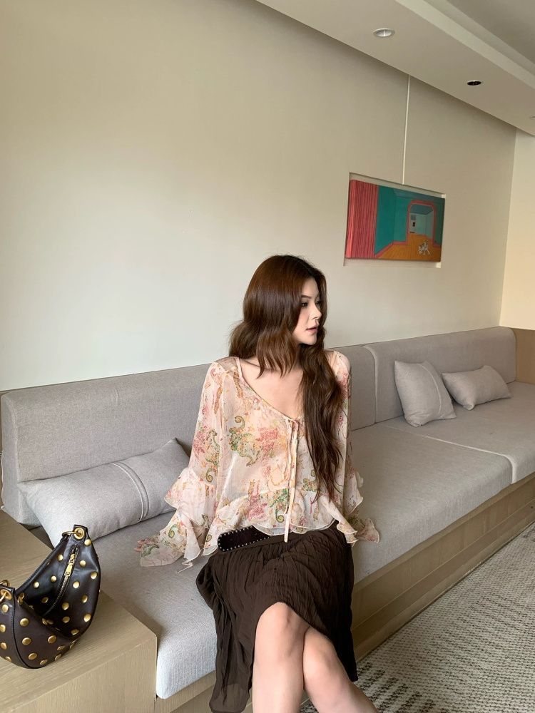 2026 Bohemian Paisley Print Ch - Wrap Blouse Chiffon recension och pris