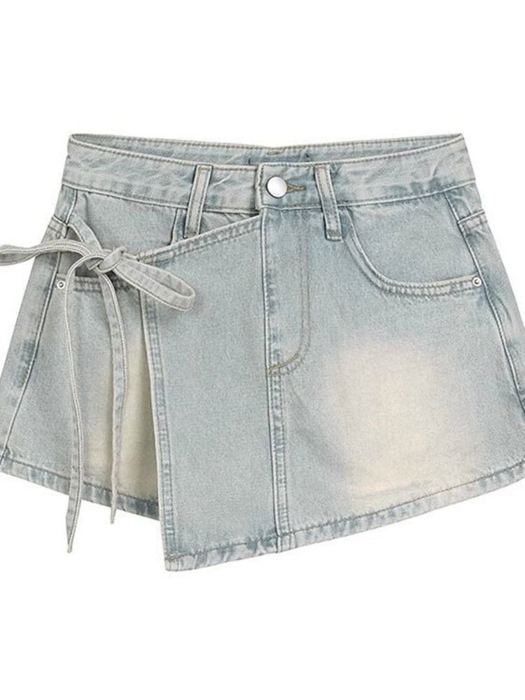 Women High Waist Denim Skort L - Denim Shorts Women recension och pris