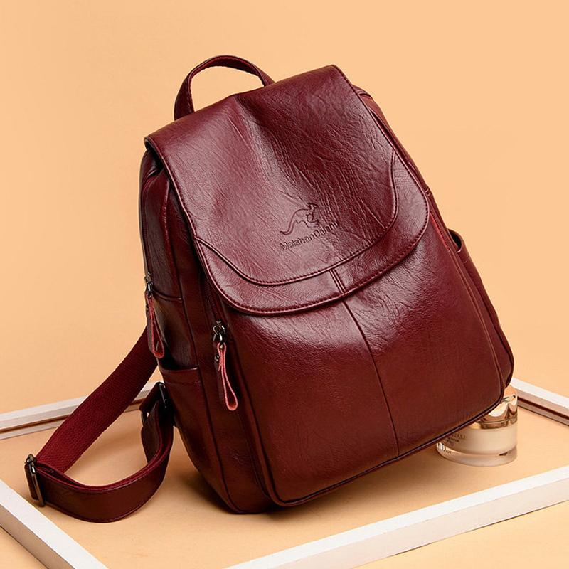 Vintage Soft Leather Backpack  - Women Fashion Online recension och pris
