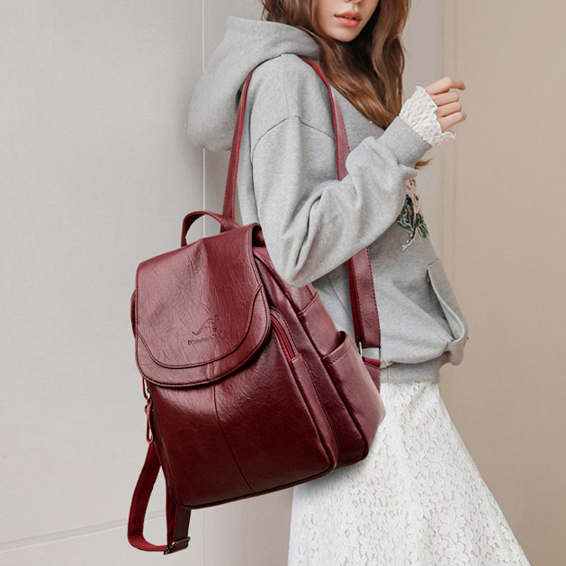 Vintage Soft Leather Backpack  - Women Fashion Online recension och pris
