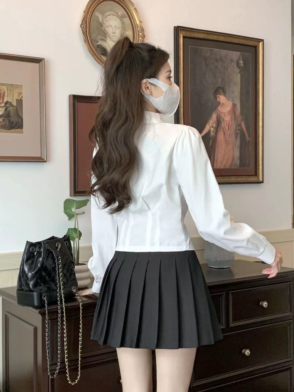 2000s White Long sleeve Vintag - Wrap Blouse Chiffon recension och pris