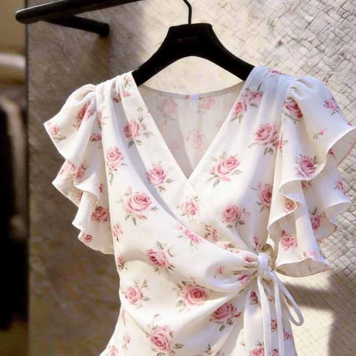 Women V Neck Wrap Chiffon Blou - Wrap Blouse Chiffon recension och pris