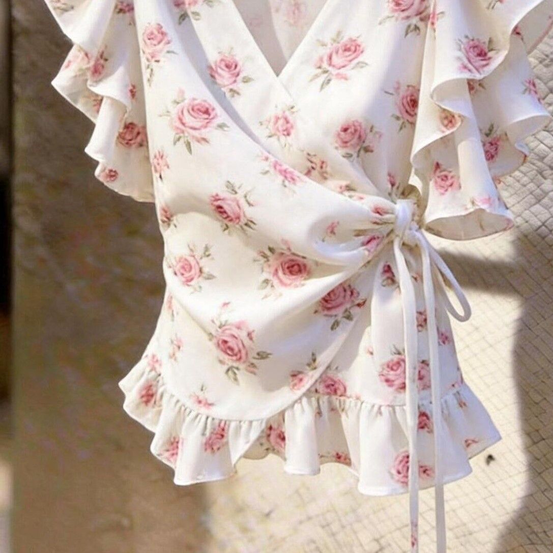 Women V Neck Wrap Chiffon Blou - Wrap Blouse Chiffon recension och pris