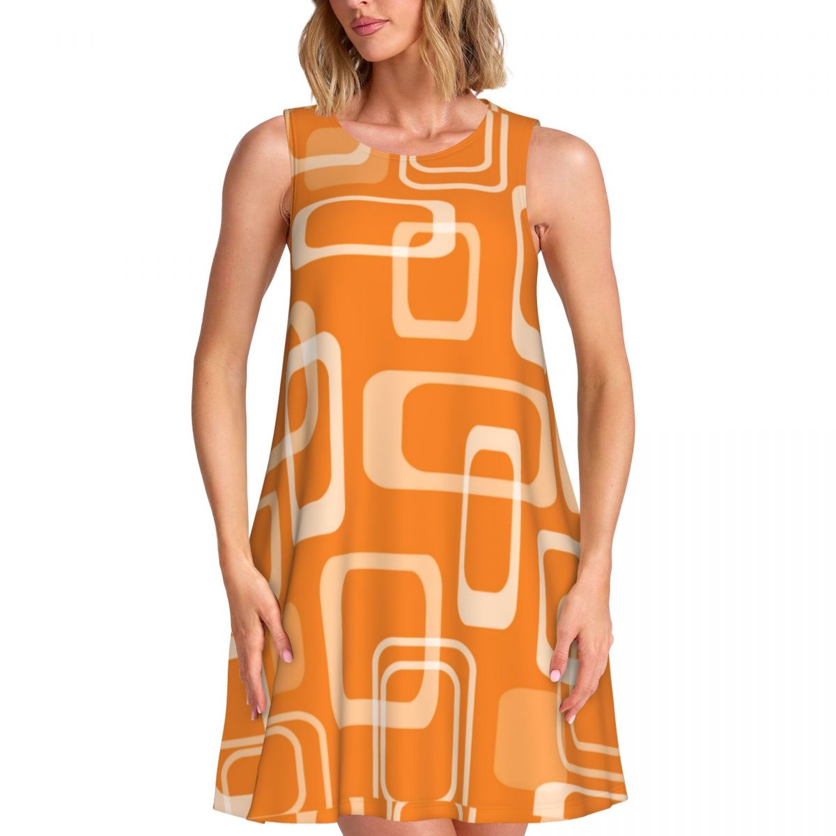 Orange Retro Mod Dress 60s Squ - Women'S Fashion In The 60S recension och pris