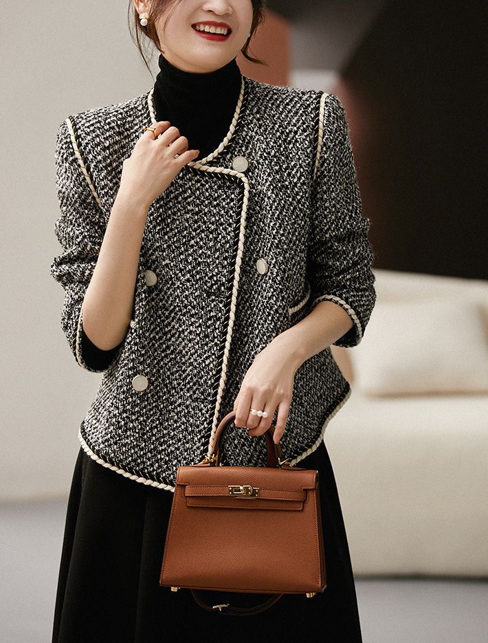 Tweed Jackets Woman White Shor - Women'S Fashion Utility Jacket recension och pris