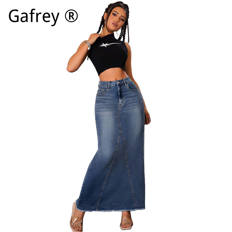 Women Denim Midi Skirt High Wa - Women Fashion Jeans recension och pris