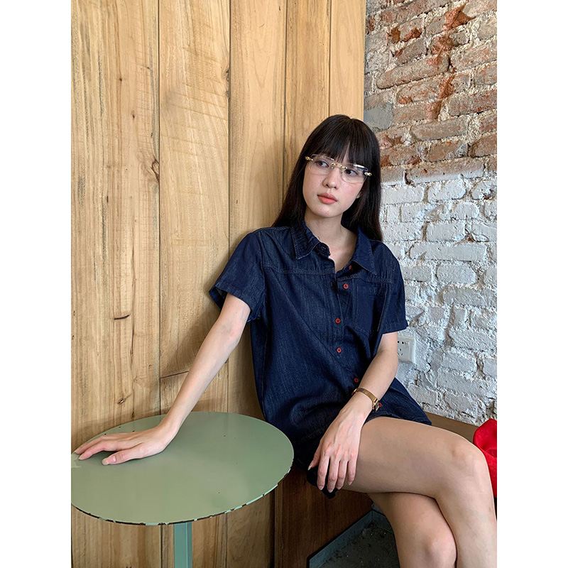 Benuynffy Retro Short Sleeved  - Women Fashion Jeans recension och pris