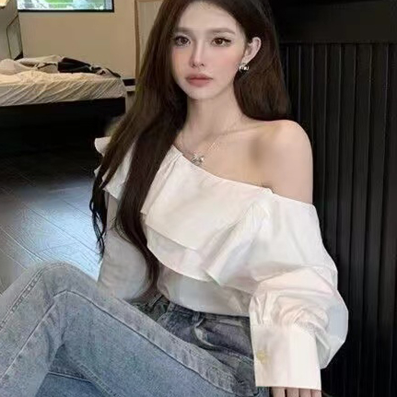 Vintage Ruffled Off Shoulder W - Wrap Blouse Chiffon recension och pris