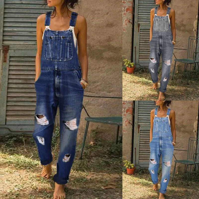 Blue Denim Jumpsuit Overalls R - Mom Jeans Women recension och pris
