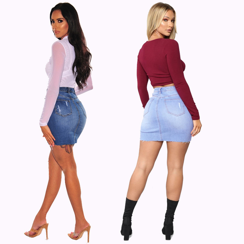 Distressed Denim Mini Skirts F - Women Fashion Jeans recension och pris