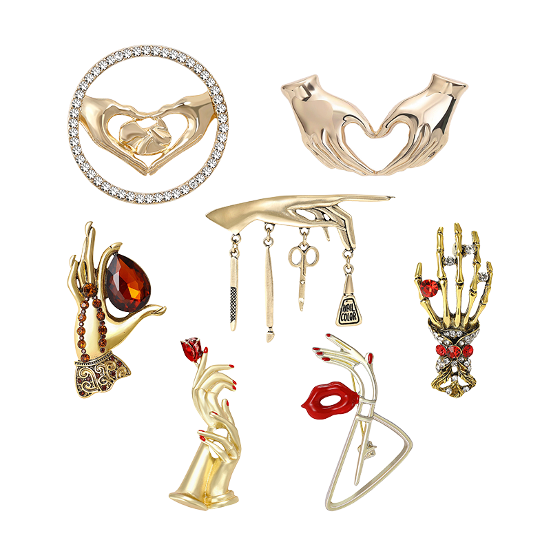 Hand Pose Heart Brooches For W - Women Fashion Pose recension och pris