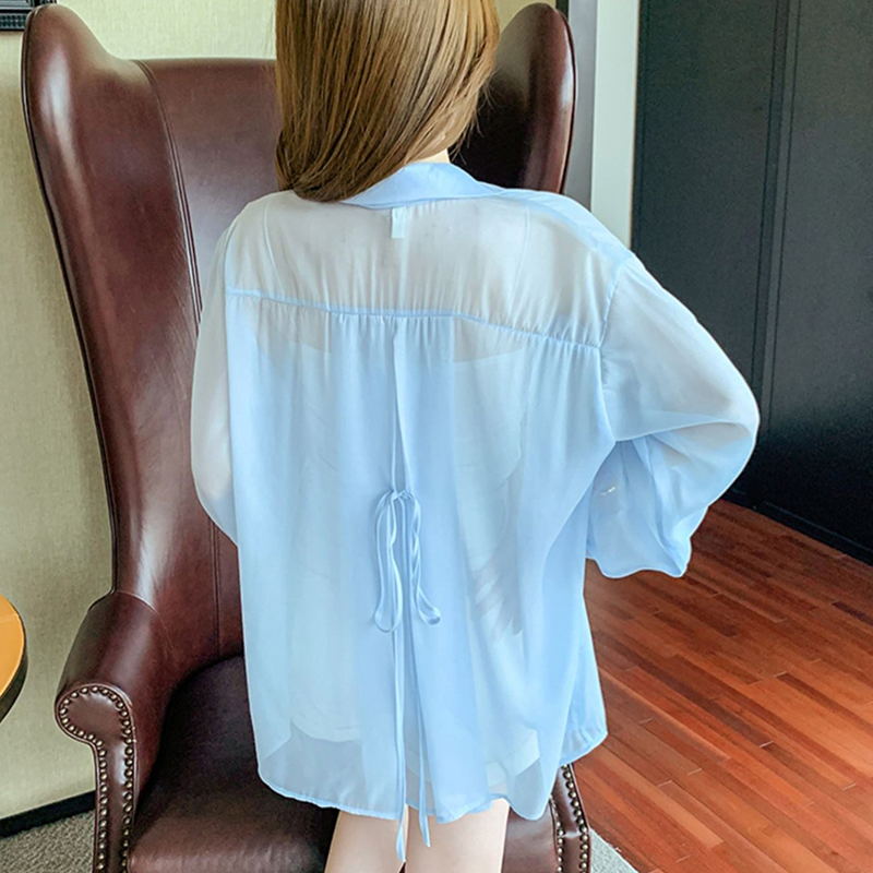 Tie Back Button Down Shirt Wom - Wrap Blouse Chiffon recension och pris