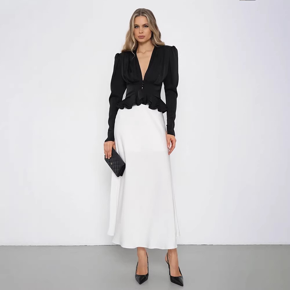 Women Blouse V Neck Long Sleev - Wrap Blouse Chiffon recension och pris