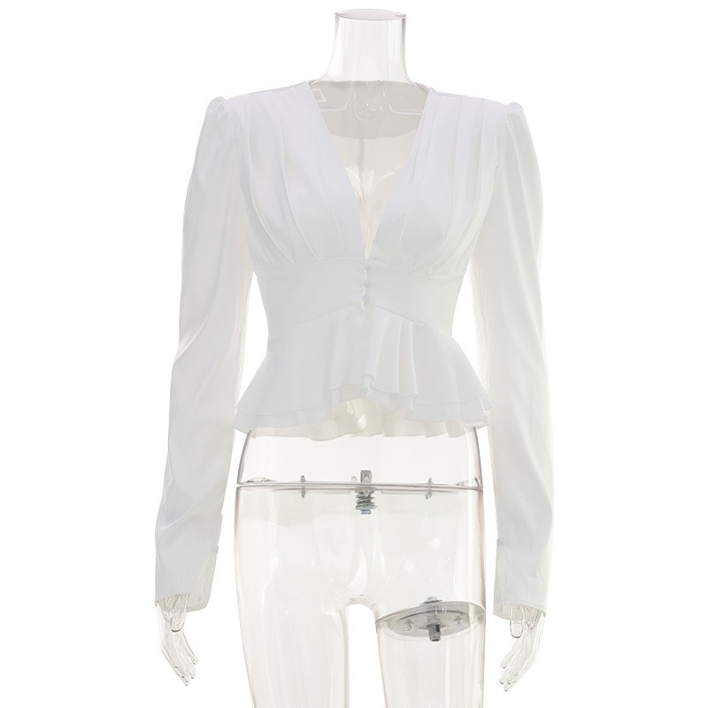 Women Blouse V Neck Long Sleev - Wrap Blouse Chiffon recension och pris