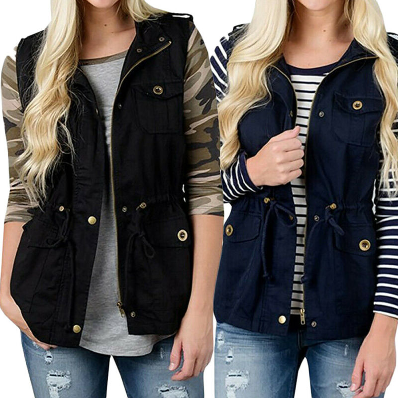 Fashion Women Vest Olive Cargo - Women'S Fashion Utility Jacket recension och pris