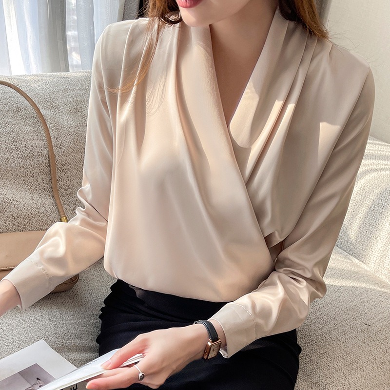 Women Wrap V Neck Satin Blouse - Wrap Blouse Chiffon recension och pris
