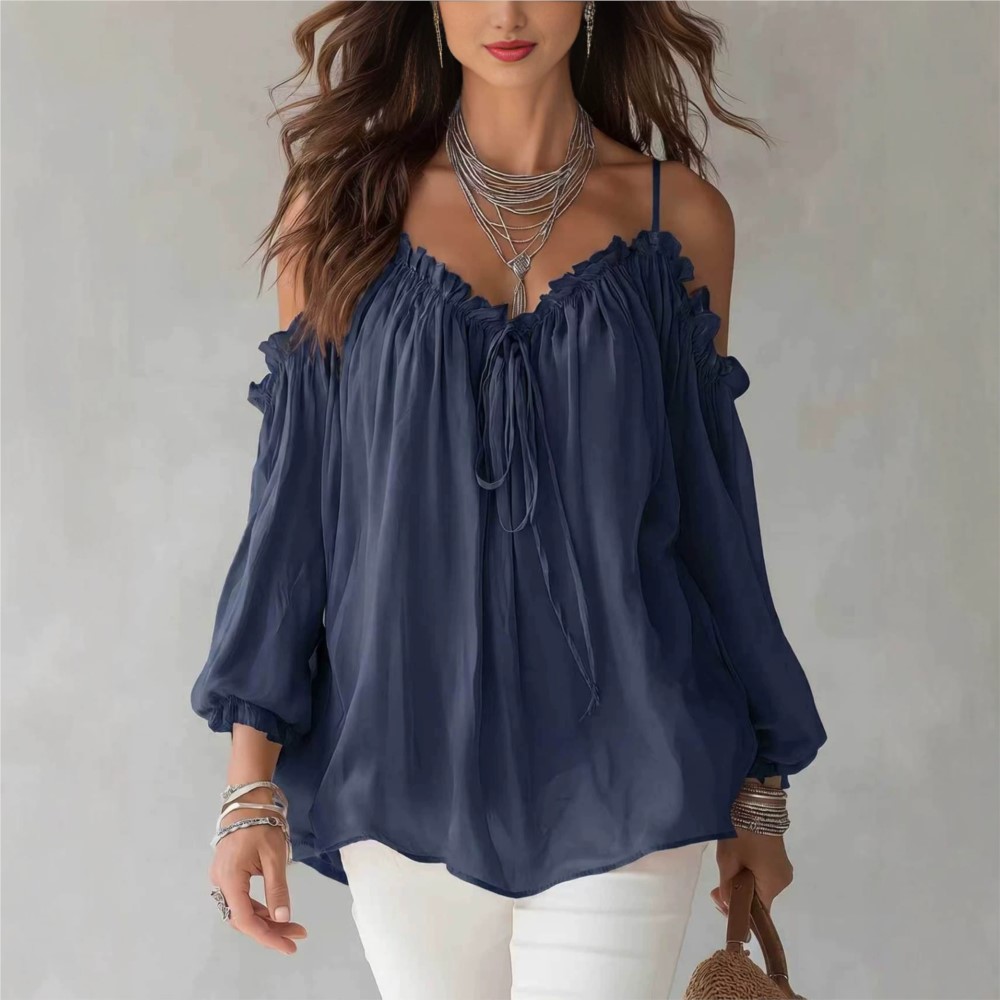 Elegant Off Shoulder Blouse Ru - Wrap Blouse Chiffon recension och pris