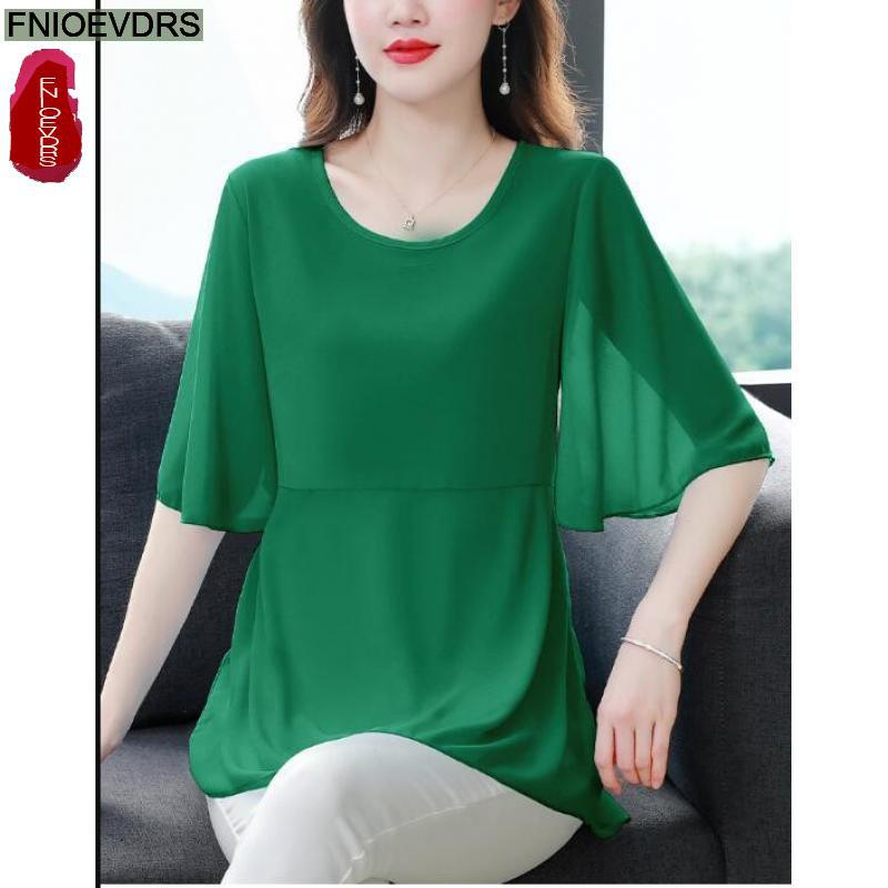 M-4XL Loose Clothes 2023 Women - Wrap Blouse Chiffon recension och pris